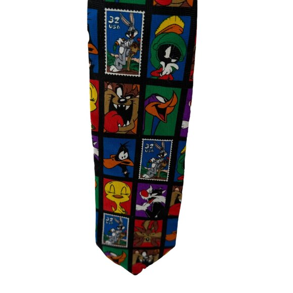 Vintage 90s Looney Tunes Men's Tie USPS Stamp Collection Warner Bros Cartoon USA - Picture 8 of 14